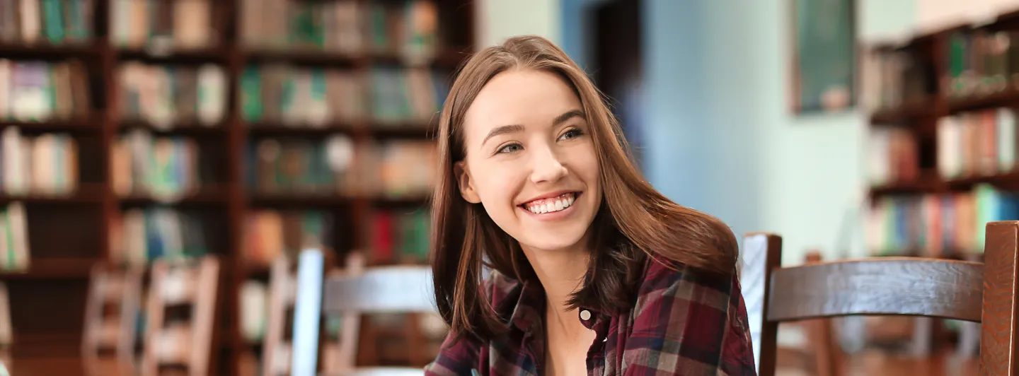 image of a woman in a library