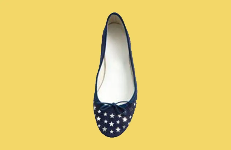 an image of an isolated flat shoe on a yellow background